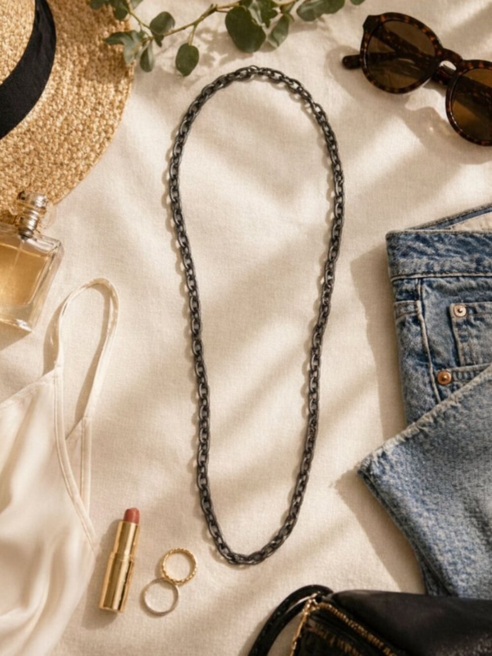 Heavy Dark Silver or Gunmetal Chunky Chain Link Necklace